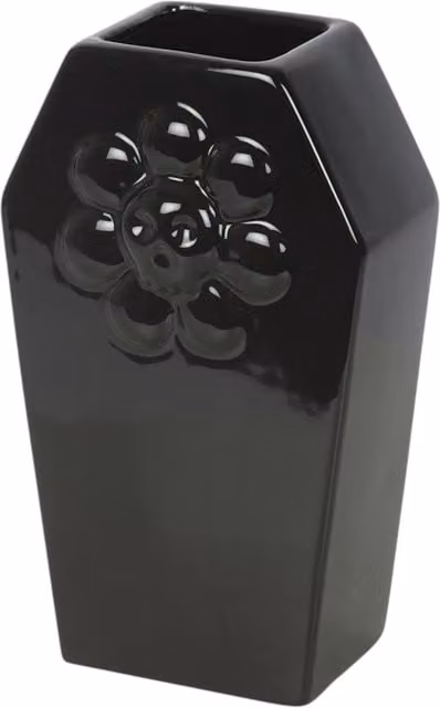 Kingsbury Gifts Black Ceramic Coffin Shaped Tabletop Flower Vase