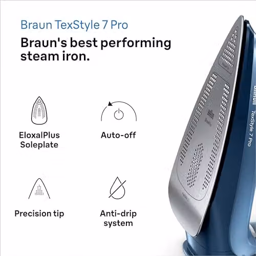 Braun TexStyle 7 Steam Iron with Auto Shut-Off, Blue – 2