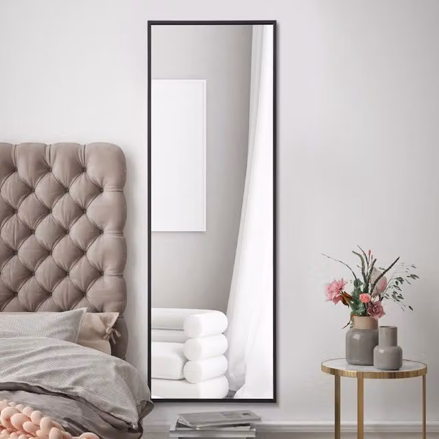 MirrorOutlet Artus Black Aluminium Rectangular Hanging Mirror with 3cm Frame