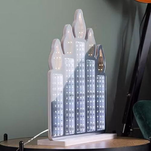 Samuel Alexander Standing Candlebridge with Flickering Flame Infinity Mirror in White, H 40 x W 10 x D 10 cm – 3