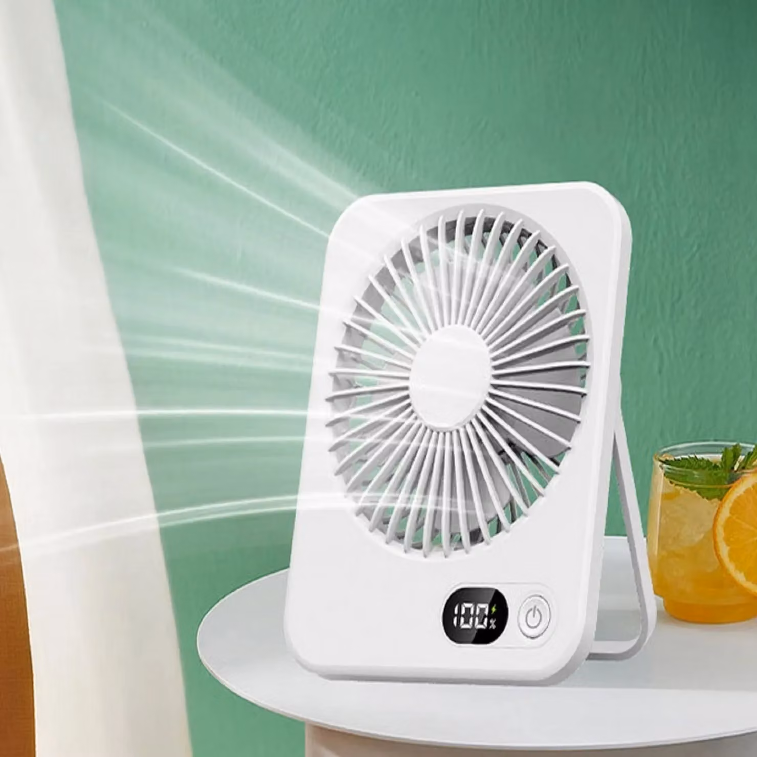 Leaper White USB Rechargeable Desktop Fan – 2
