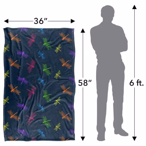 JQ Licensing Neon Dragonflies Pattern Super Soft Silky Touch Fleece Throw Blanket, Multicolour, W: 91 cm, D: 147 cm – 3
