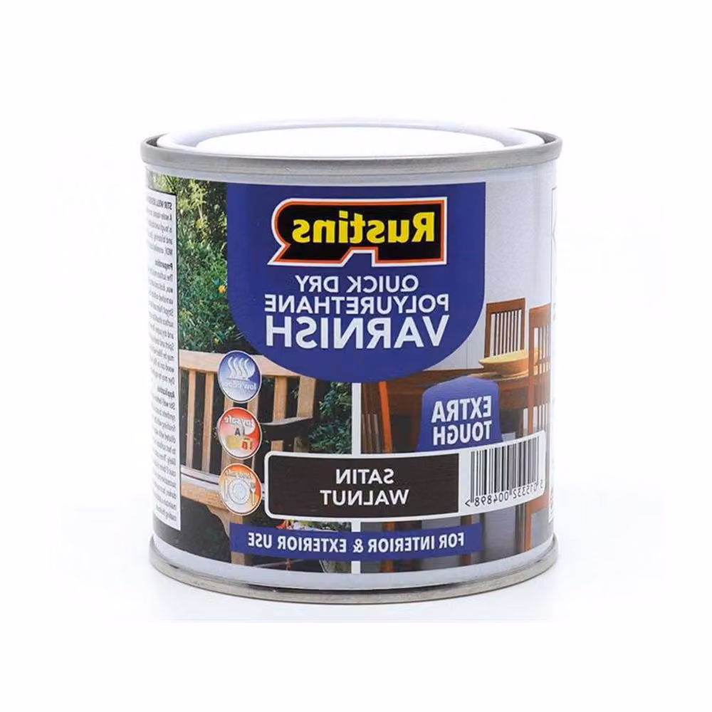Rustins Quick Dry Water-Based Polyurethane Wood Varnish, Satin, Brown, 250ml – 2