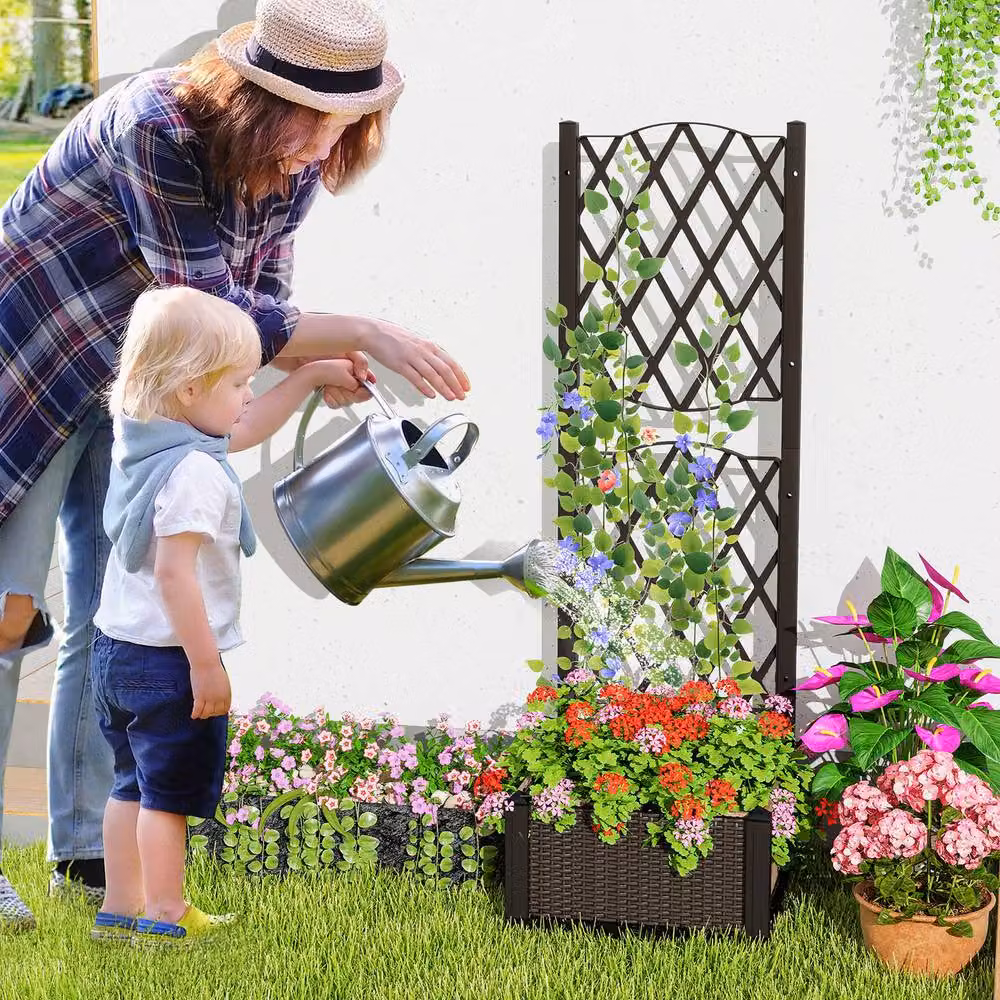 Costway Brown Plastic WPC Raised Garden Bed for Vegetable and Ornamental Gardens W/D/H: 122 x 40 x 40 cm – 3