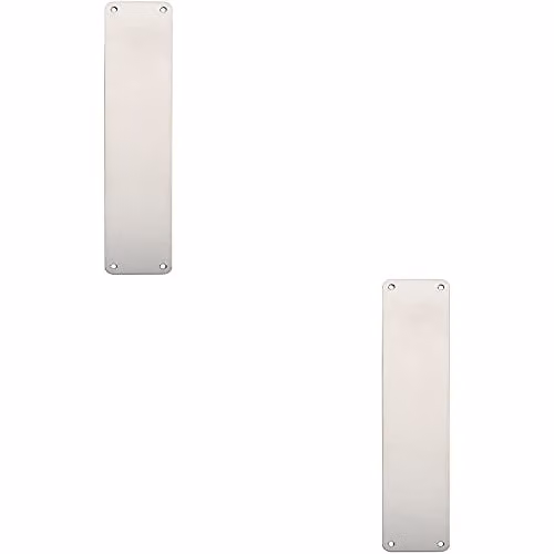 Loops 2 Pack Plain Door Finger Plate in Bright Stainless Steel, W: 35.0 cm, H: 7.5 cm