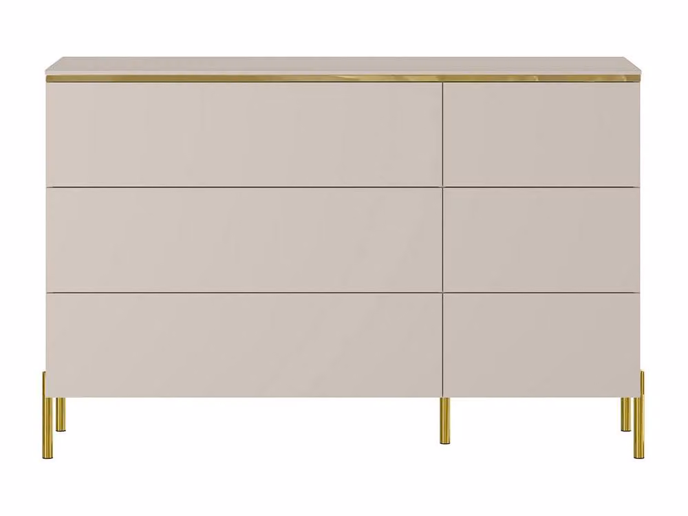 Vente-unique VUKIA 6-Drawer Chest of Drawers in Beige and Gold – 2
