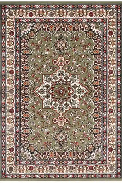 THE RUGS Oriental Parun Tabriz Round Rug, Green, Diameter: 160 cm