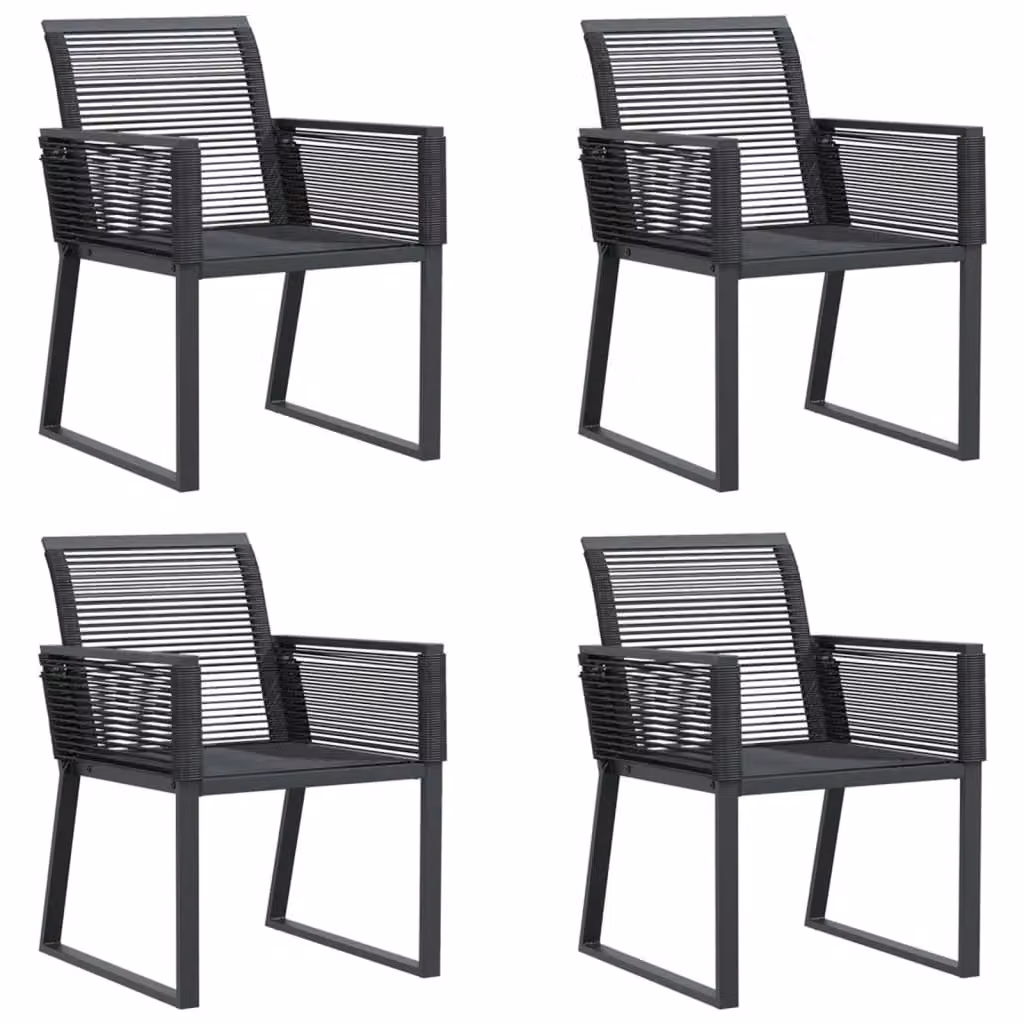 Berkfield Home Set of 4 Black Poly Rattan Garden Chairs with Armrests – 2