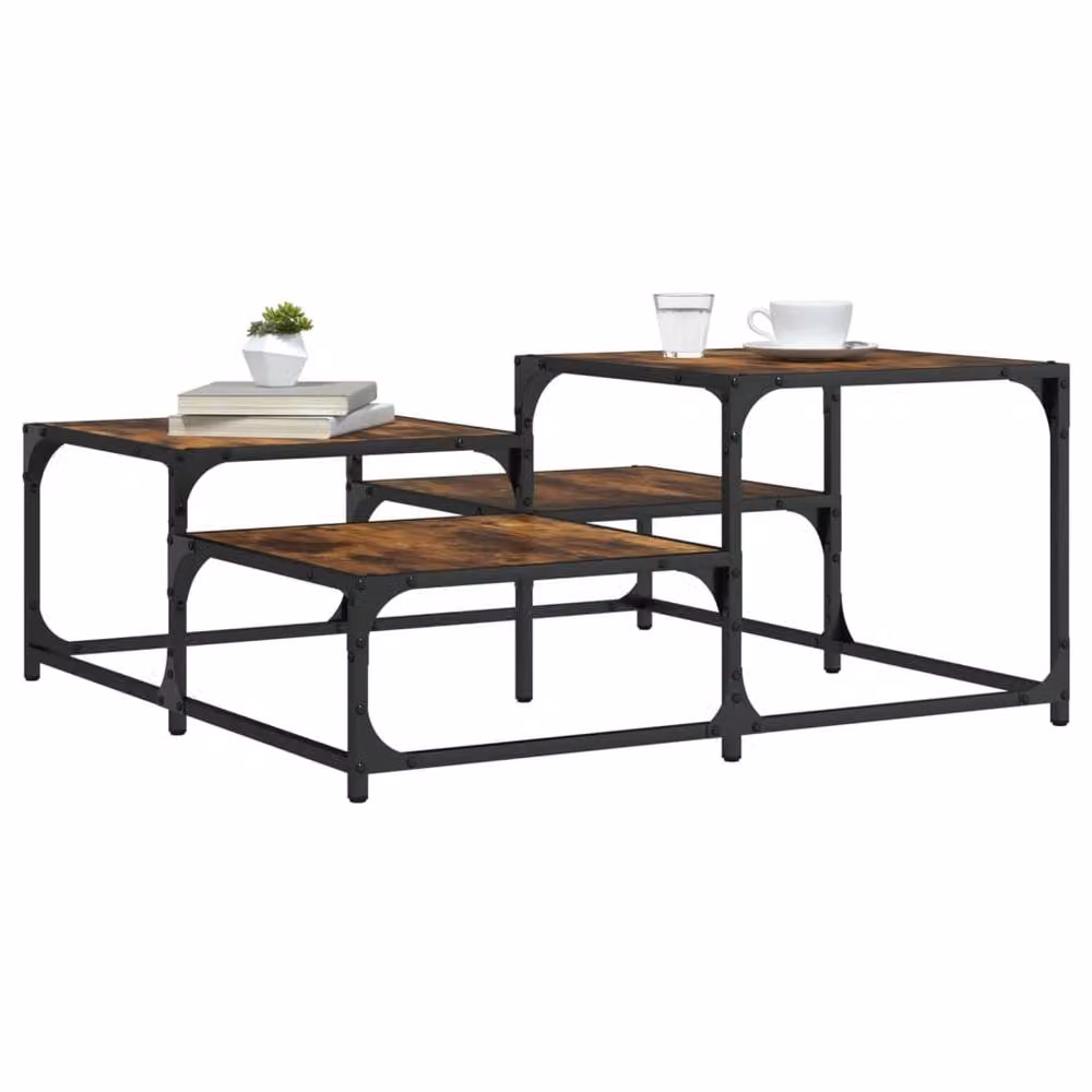 Berkfield Home Smoked Oak Coffee Table in Brown, W/D/H: 87.5 x 87.5 x 40 cm – 2