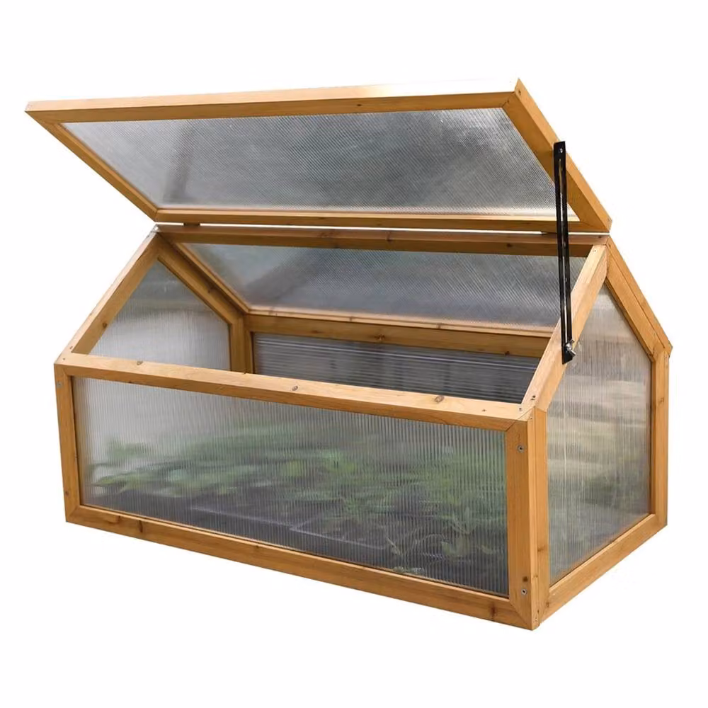 Nordara Garden Grow Brown Wooden Cold Frame with Clear Polycarbonate Lid, 0.6m2 – 3