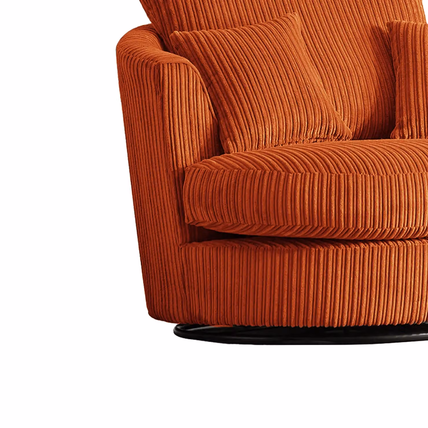 Furnishings For Less UK Luxor Jumbo Cord Fabric Single Seater 360 Degree Swivel Chair in Orange – 3