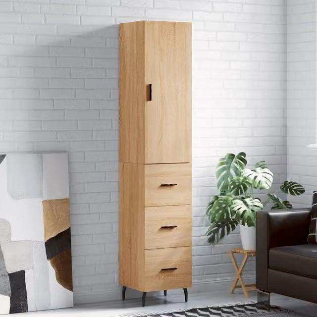 Berkfield Home Sonoma Oak Highboard in Brown, W/D/H: 34.5 x 34 x 180 cm – 1