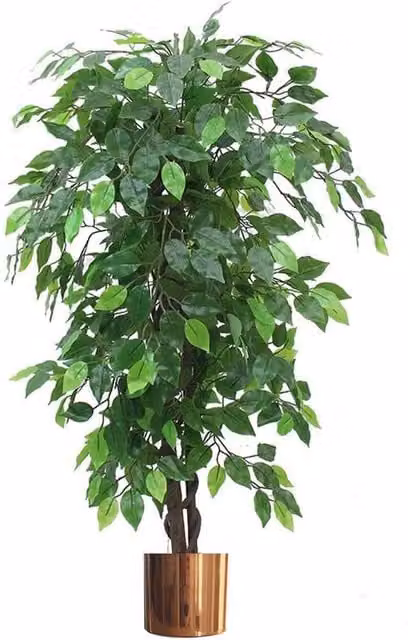 Leaf Premium Artificial Ficus Tree with Copper Planter, Green, Height: 120 cm