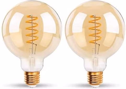 ExtraStar Pack of 2 Spiral Vintage LED Filament Light Bulbs, 6W G80 E27, Yellow Transparent – 1