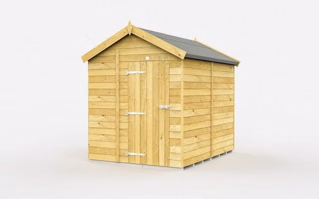 Buttercup Farm Apex Wooden Shed in Brown with Single Door and No Windows, W: 214 cm, D: 243 cm, H: 217 cm