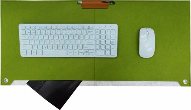Accuratus Felt Computer Laptop Desk Pad in Green and Grey, W/D/H: 72.5 x 33.0 x 33.0 cm