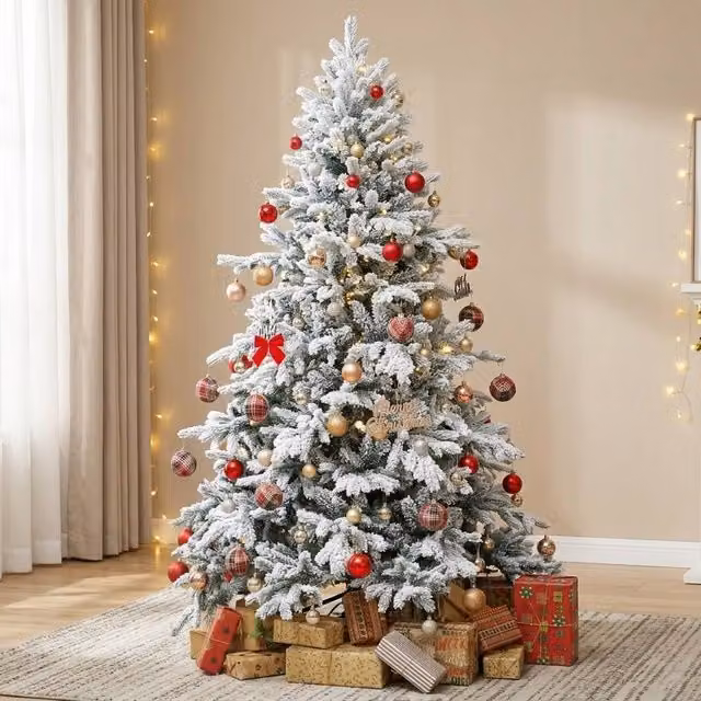 STILVORA Artificial Snow Flocked Christmas Tree in Green, Height: 180 cm – 1