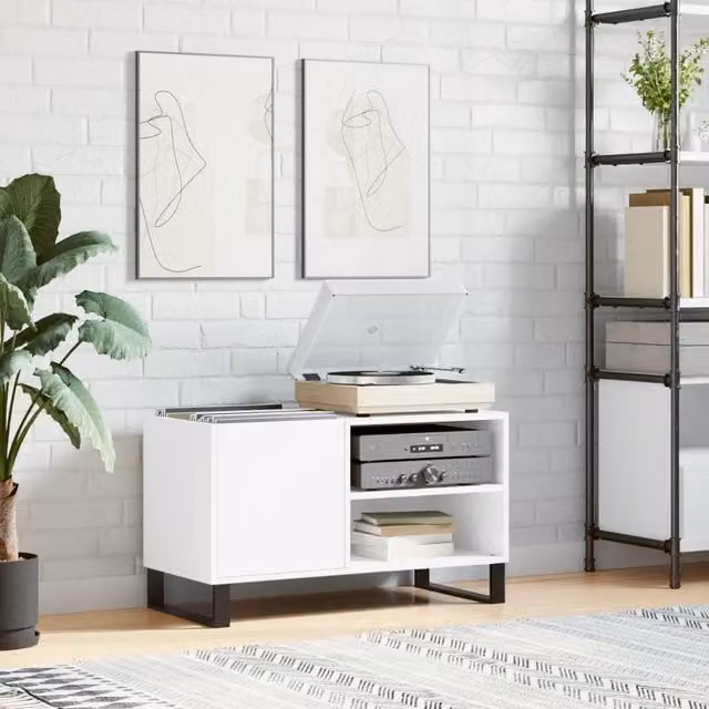 Berkfield Home Record Cabinet in White, W/D/H: 85 x 38 x 48 cm – 1