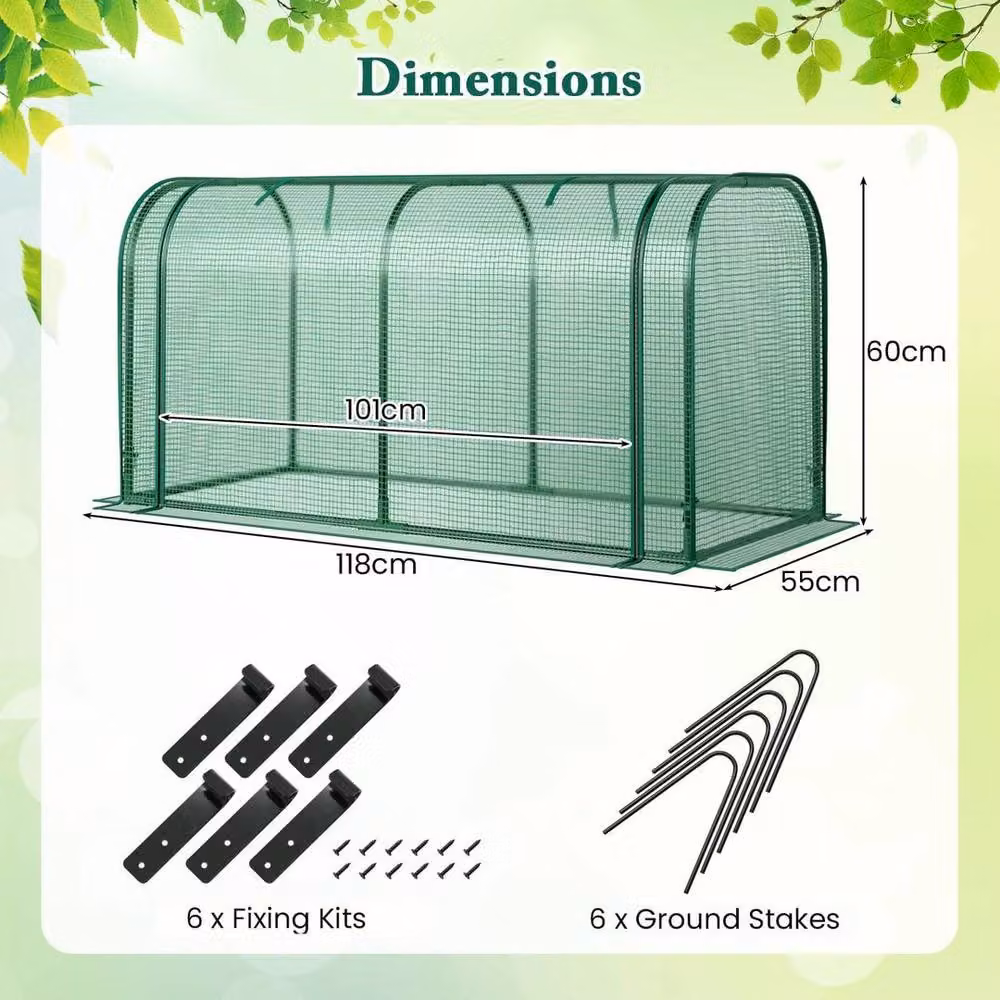 SPETLEK Mini Tunnel Greenhouse in Green, W/D/H: 118 x 55 x 60 cm – 3