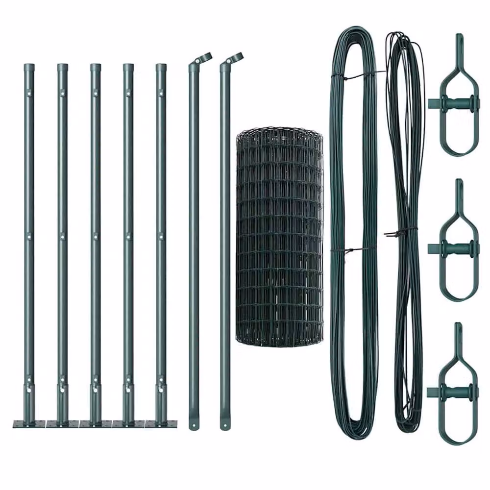 Berkfield Home Green Euro Fence with 7 Flanged Posts, Galvanised Steel, 0.6 x 10 m – 4