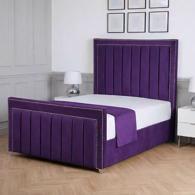 Living Comfort Bedz Royale Upholstered Velvet Gas Lift Storage Bed in Purple, W/D/H: 90 x 200 cm – 1