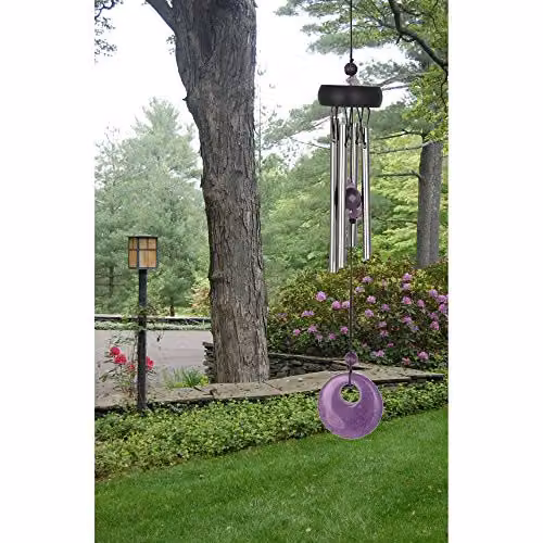 Woodstock Chimes Small Precious Stone Outdoor Wind Chime in Purple, Silver and Black, H x W x D: 30.48 x 30.48 x 10.16 cm – 2