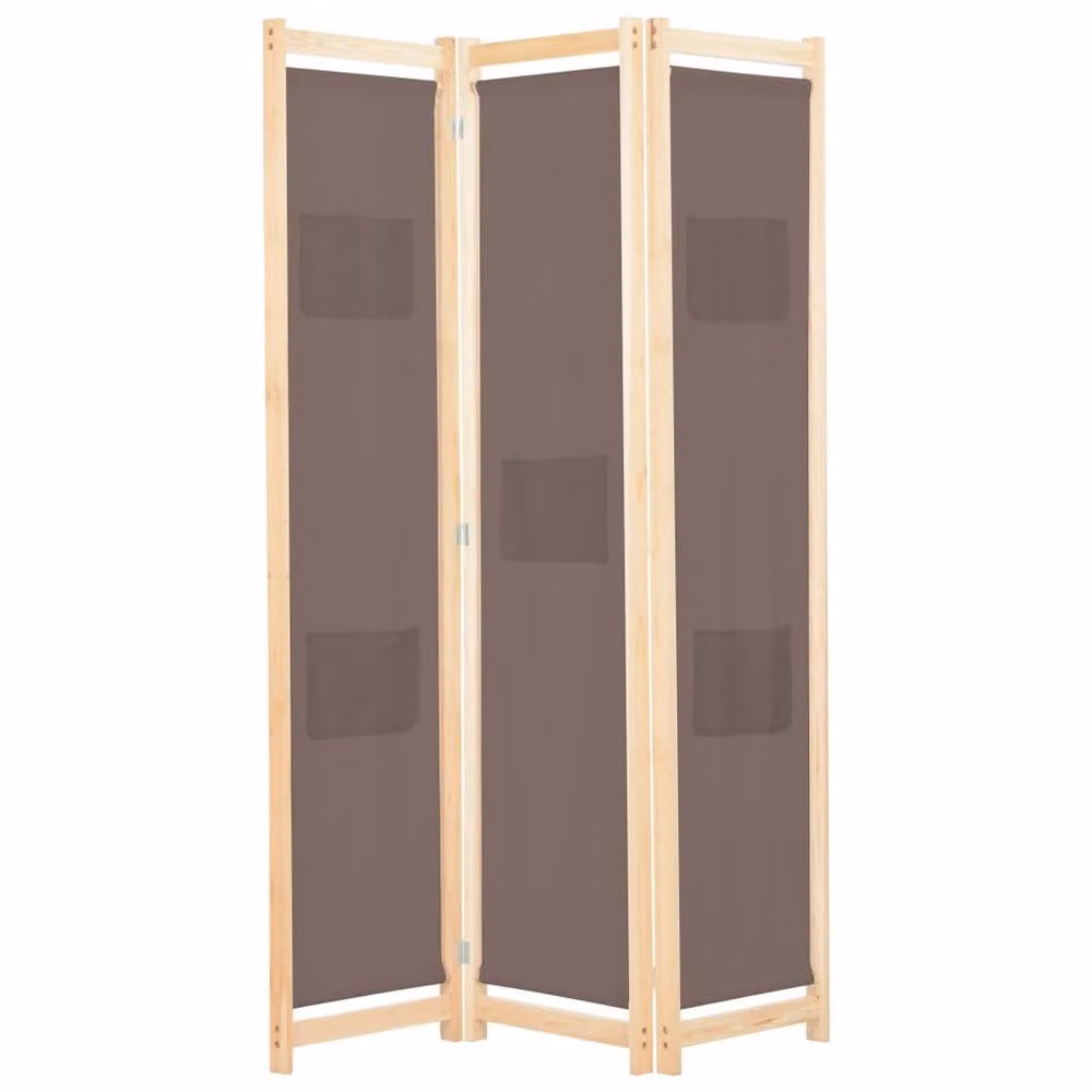 Berkfield Home 3-Panel Brown Fabric Room Divider W/D/H: 120 x 4 x 170 cm – 2