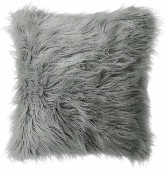 Livingandhome Square Fluffy Faux Fur Cushion Cover, Grey, W/D/H: 45 x 45 x 1 cm