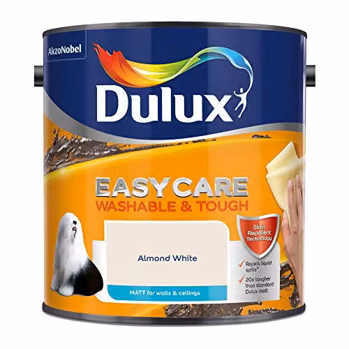 Dulux Easycare Washable and Tough Matt Emulsion Paint for Walls and Ceilings, White, 2.5 Litres – 2