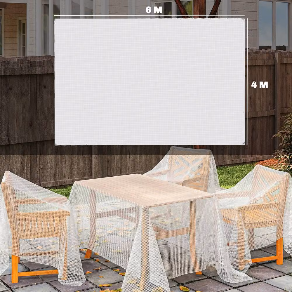 Outsunny Waterproof White PE Tarpaulin – 3