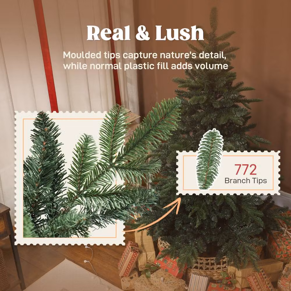 STILVORA 5ft Green Artificial Christmas Tree with Hinged Branches, Height: 152.4 cm, Width: 107 cm – 6