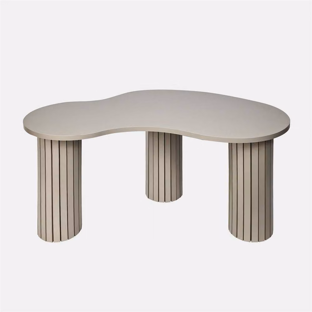 OHS Madison Ribbed Irregular Coffee Table in Sand and Brown Engineered Wood – 2