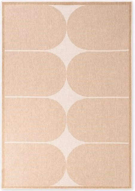 THE RUGS Reversible Weatherproof Indoor Outdoor Geometric Polypropylene Rug in Beige and Black, W/D: 160 x 230 cm