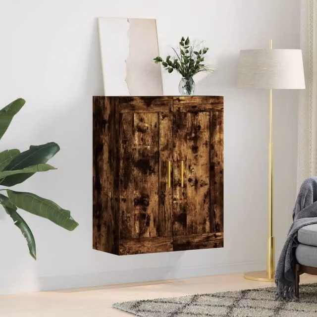 Berkfield Home Wall Mounted Smoked Oak Cabinet in Brown, W/D/H: 69.5 x 34 x 90 cm – 1