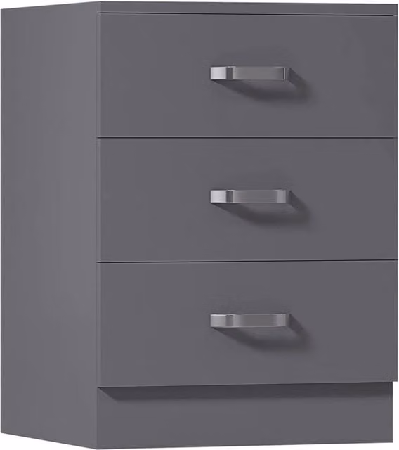 FORGEVIO 3 Drawer Chest of Drawers in Grey with Metal Handles and Fixed Runners