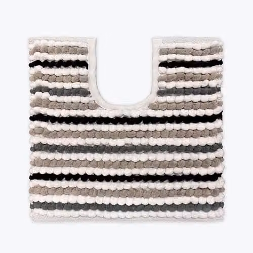 Allure Bath Fashions Striped Chunky Bobble Toilet Mat in Grey, W/D/H: 50 x 50 x 5 cm – 1