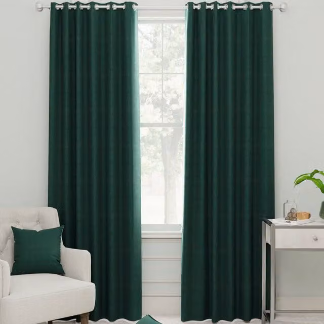 Linda Barker Royal Velvet Made to Measure Eyelet Curtain Panel in Rain Forest Green