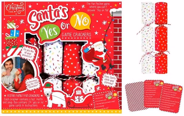 KDMD Santa Yes Or No Game Crackers, 6 Pack, Red