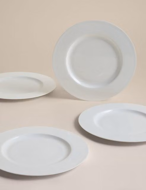 M&S Set of 4 White Bone China Clarendon Dinner Plates