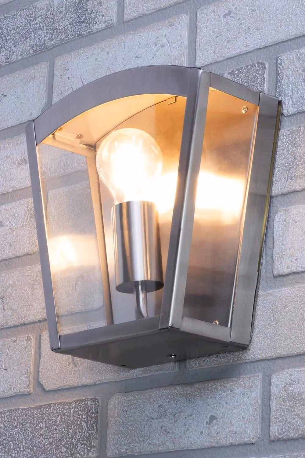 BHS Lighting Kerr Modern Outdoor Wall Lantern in Silver Stainless Steel – 2