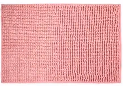 New Edge Blinds Marlow Collection Pink Chenille Non-Slip Quick-Drying Bathroom Rug, Width: 45 cm, Length: 75 cm