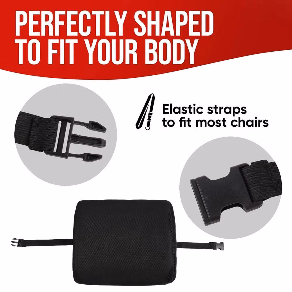 EONLION Black U-Shaped Memory Foam Back Support Cushion for Car or Home, W/D/H: 120 x 90 x 2 cm – 2