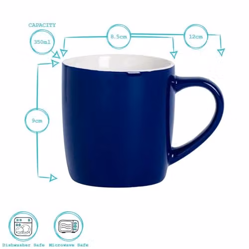 Argon Tableware Blue Stoneware Coffee Mugs, 350ml, Pack of 6 – 2