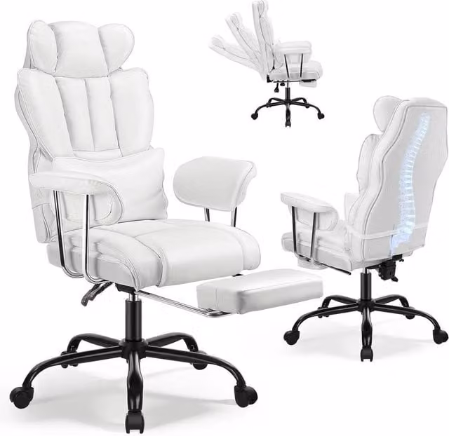 KORVIXA Big Tall Heavy Duty Executive Swivel Office Chair in White