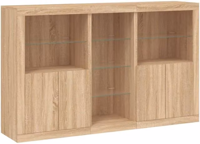 Berkfield Home Modern Sideboard with Integrated LED Lights in Sonoma Oak Brown, W: 162 cm, D: 37 cm, H: 100 cm