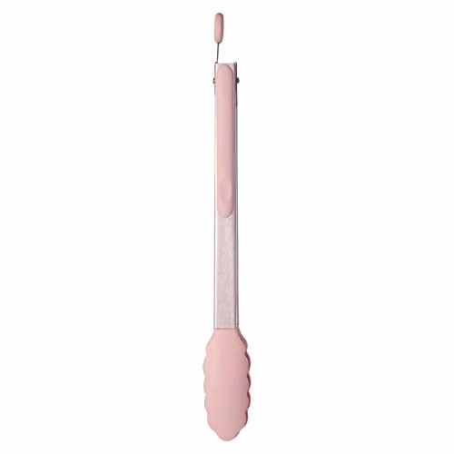 Orsina Stainless Steel Tongs with Red Silicone Tips in Pink