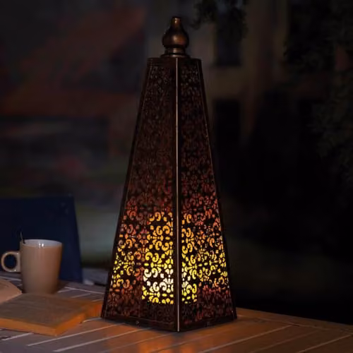 mysmartbuy Moroccan Style LED Pyramid Lantern Lamp, Bronze, H45 x W15 cm – 2