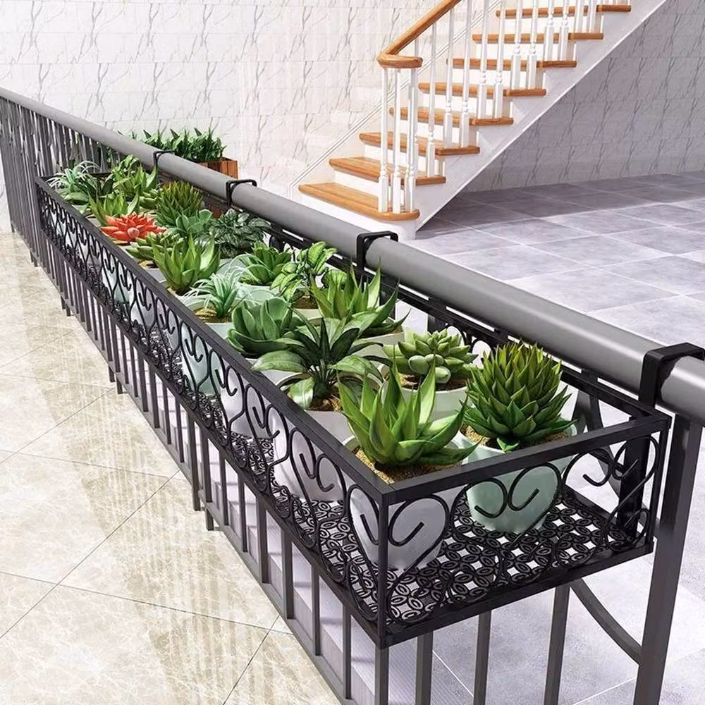 KORVIXA Black Rectangular Hanging Planter Window Box W/D/H: 80 x 20 x 12 cm – 3