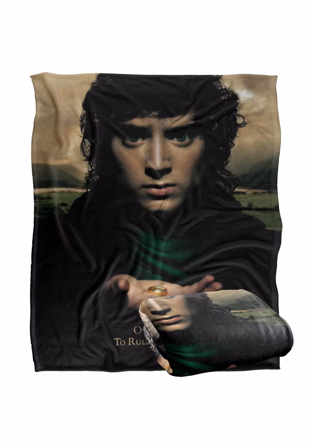 Lord of the Rings Frodo One Ring Poster Super Soft Throw Blanket, White, W/D: 152 x 127 cm – 2
