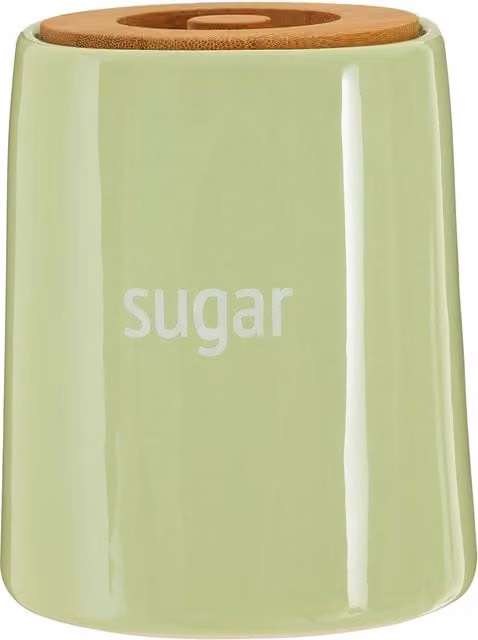Orsina Maison by Premier Fletcher Airtight Ceramic Sugar Canister with Bamboo Lid in Green and White